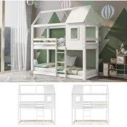 Bunk Beds For Childrens, Solid Wood Twin Sleeper For Kids 90 X 190 Cm White 10 Bunk Beds For Childrens, Solid Wood Twin Sleeper For Kids 90 X 190 Cm White -Children Furniture Store 57765828 4
