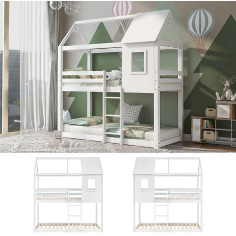 Bunk Beds For Childrens, Solid Wood Twin Sleeper For Kids 90 X 190 Cm White 6 Bunk Beds For Childrens, Solid Wood Twin Sleeper For Kids 90 X 190 Cm White - Image 4