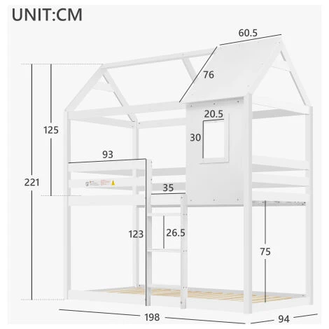 Bunk Beds For Childrens, Solid Wood Twin Sleeper For Kids 90 X 190 Cm White 7 Bunk Beds For Childrens, Solid Wood Twin Sleeper For Kids 90 X 190 Cm White - Image 5