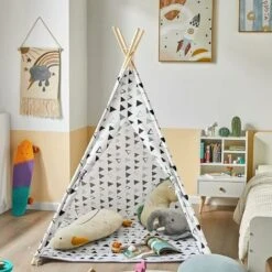 SoBuy Children Play Tent Playhouse Kids Teepee Tipi With Floor Mat,OSS03-A02 -Children Furniture Store 58370521 5