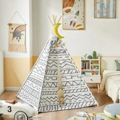 SoBuy Children Play Tent Playhouse Kids Teepee Tipi With Floor Mat,OSS03-A03 -Children Furniture Store 58370539 5