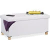 Relaxdays Storage Bench, Leather Cover, Wooden Feet, H X W X D: Approx. 35 X 76 X 37 Cm, White 2 Relaxdays Storage Bench, Leather Cover, Wooden Feet, H X W X D: Approx. 35 X 76 X 37 Cm, White -Children Furniture Store 59197329 1