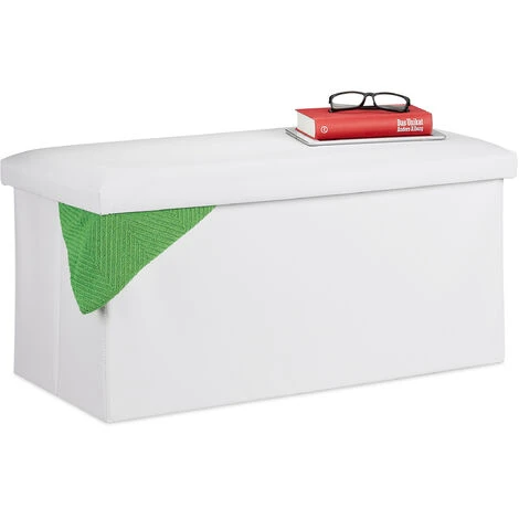 Relaxdays Storage Bench, Artificial Leather, 84 L Capacity, H X W X D: Approx. 37.5 X 76.5 X 38.5 Cm, White 3 Relaxdays Storage Bench, Artificial Leather, 84 L Capacity, H X W X D: Approx. 37.5 X 76.5 X 38.5 Cm, White