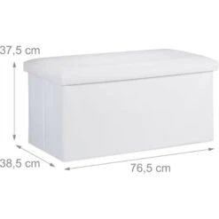 Relaxdays Storage Bench, Artificial Leather, 84 L Capacity, H X W X D: Approx. 37.5 X 76.5 X 38.5 Cm, White 10 Relaxdays Storage Bench, Artificial Leather, 84 L Capacity, H X W X D: Approx. 37.5 X 76.5 X 38.5 Cm, White -Children Furniture Store 59282472 4