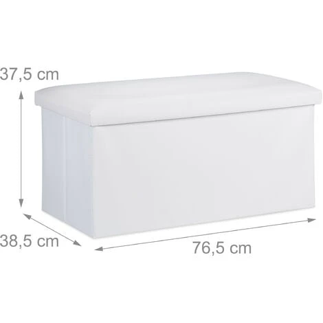 Relaxdays Storage Bench, Artificial Leather, 84 L Capacity, H X W X D: Approx. 37.5 X 76.5 X 38.5 Cm, White 6 Relaxdays Storage Bench, Artificial Leather, 84 L Capacity, H X W X D: Approx. 37.5 X 76.5 X 38.5 Cm, White - Image 4