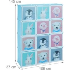 Relaxdays Plug-in Shelving Unit For Children, 8 Compartments, Doors With Animals, HWD: 145x109x37 Cm, DIY Storage, Blue 10 Relaxdays Plug-in Shelving Unit For Children, 8 Compartments, Doors With Animals, HWD: 145x109x37 Cm, DIY Storage, Blue -Children Furniture Store 59394164 4
