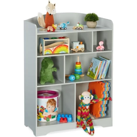 Relaxdays Children's Shelf, Storage Unit For Books, Toys And Games, Stable MDF Material, HxWxD: 100 X 71.5 X 34 Cm, Grey 3 Relaxdays Children's Shelf, Storage Unit For Books, Toys And Games, Stable MDF Material, HxWxD: 100 X 71.5 X 34 Cm, Grey