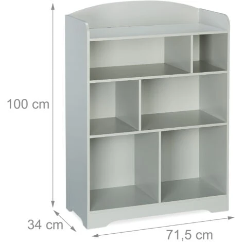 Relaxdays Children's Shelf, Storage Unit For Books, Toys And Games, Stable MDF Material, HxWxD: 100 X 71.5 X 34 Cm, Grey 6 Relaxdays Children's Shelf, Storage Unit For Books, Toys And Games, Stable MDF Material, HxWxD: 100 X 71.5 X 34 Cm, Grey - Image 4