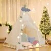 Portable Kids Lace Teepee Tent Folding Children Playhouse Indoor Outdoor W/ Bag -Children Furniture Store 61210818 1