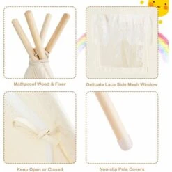 Portable Kids Lace Teepee Tent Folding Children Playhouse Indoor Outdoor W/ Bag -Children Furniture Store 61210818 3