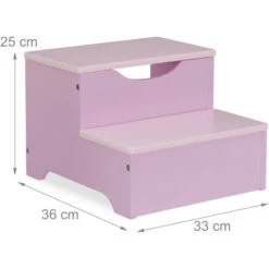 Relaxdays Kids Step Stool, 2 Steps, 25 X 33 X 36 Cm, Bathroom & Playroom, MDF, Stepstool For Sink & Toilet, Lilac/Pink -Children Furniture Store 61320676 4