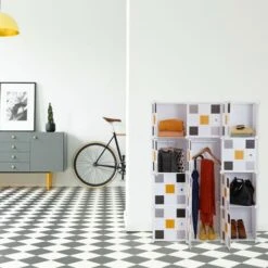 Relaxdays Shelving System, Plug-in Wardrobe, 8 Compartments, 2 Clothes Rods, HWD: 145 X 110 X 37 Cm, Multicoloured/White -Children Furniture Store 61321015 5