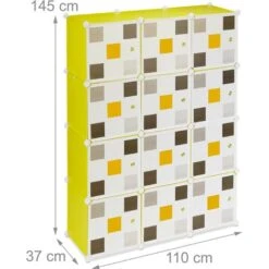 Relaxdays Shelving System, Plug-in Wardrobe, 8 Compartments, 2 Clothes Rods, HWD: 145 X 110 X 37cm, Multicoloured/Yellow -Children Furniture Store 61322739 4