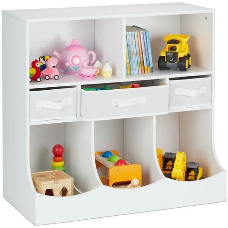 Relaxdays Children's Shelf For Toys & Books, Room Organiser, 8 Compartments, Girls & Boys, HWD: 75 X 80 X 40 Cm, White 3 Relaxdays Children's Shelf For Toys & Books, Room Organiser, 8 Compartments, Girls & Boys, HWD: 75 X 80 X 40 Cm, White