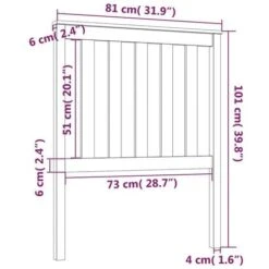 Bed Headboard Black 81x6x101 Cm Solid Wood Pine VidaXL -Children Furniture Store 64466936 3