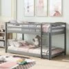 Children Bunk Bed, Wooden Bed Frame, Sleeper Bedstead With Ladder And Safety Guardrail, For Kids Teenagers Bedroom 90 X 190 Cm Gray -Children Furniture Store 64695056 1