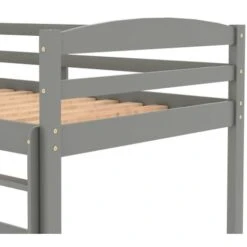 Children Bunk Bed, Wooden Bed Frame, Sleeper Bedstead With Ladder And Safety Guardrail, For Kids Teenagers Bedroom 90 X 190 Cm Gray -Children Furniture Store 64695056 4