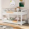 Children Bunk Bed, Wooden Bed Frame, Sleeper Bedstead With Ladder And Safety Guardrail, For Kids Teenagers Bedroom 90 X 190 Cm White -Children Furniture Store 64695061 1