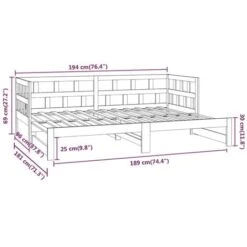 Pull-out Day Bed Black Solid Wood Pine 2x(90x190) Cm VidaXL -Children Furniture Store 65444669 3