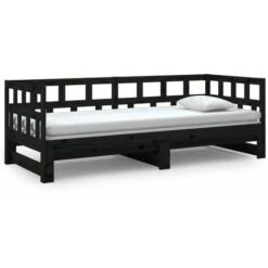 Pull-out Day Bed Black Solid Wood Pine 2x(90x190) Cm VidaXL -Children Furniture Store 65444669 5