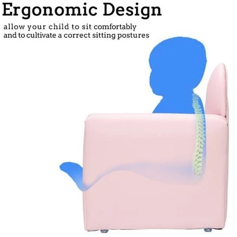 Children Single Sofa Bent Back Pink 4 Children Single Sofa Bent Back Pink - Image 2