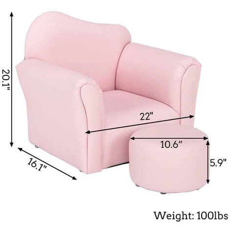 Children Single Sofa Bent Back Pink 5 Children Single Sofa Bent Back Pink - Image 3