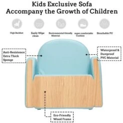 Children's Single Sofa Rainbow Section Sky Blue -Children Furniture Store 66819394 3