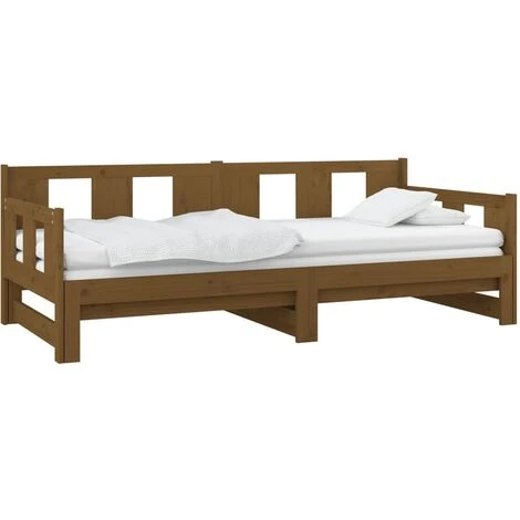 Pull-out Day Bed Honey Brown Solid Wood Pine 2x(90x190) Cm VidaXL 6 Pull-out Day Bed Honey Brown Solid Wood Pine 2x(90x190) Cm VidaXL - Image 4
