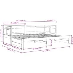 Pull-out Day Bed Grey Solid Wood Pine 2x(90x200) Cm VidaXL -Children Furniture Store 67865280 3