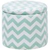 Fabric Round Storage Footstool Lift Top Striped Mint Green And White Tunica -Children Furniture Store 6934542 1