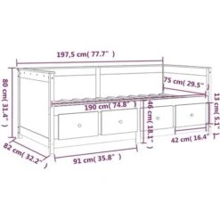 Day Bed Honey Brown 75x190 Cm Solid Wood Pine VidaXL -Children Furniture Store 69659703 3