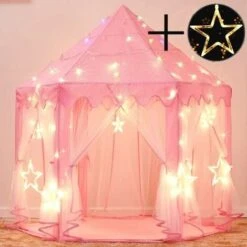 Children's Play Tent, Princess Castle Play Tent, Indoor Children's Playhouse, Girls Large Playhouse With LED Color Fairy Lights