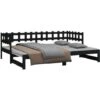 Pull-out Day Bed Black 2x(80x200) Cm Solid Wood Pine VidaXL -Children Furniture Store 70898198 1