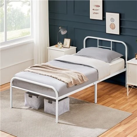 Yaheetech 3ft Single Metal Bed Frame Iron Bed Foundation,White 4 Yaheetech 3ft Single Metal Bed Frame Iron Bed Foundation,White - Image 2