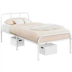 Yaheetech 3ft Single Metal Bed Frame Iron Bed Foundation,White 10 Yaheetech 3ft Single Metal Bed Frame Iron Bed Foundation,White -Children Furniture Store 71207689 4