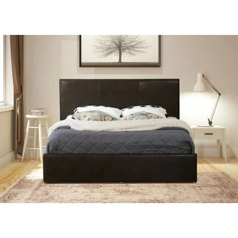 MODERNIQUE Black 4ft6, Ottoman Double Storage Bed Faux Leather In Black 3 MODERNIQUE Black 4ft6, Ottoman Double Storage Bed Faux Leather In Black