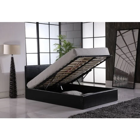 MODERNIQUE Black 4ft6, Ottoman Double Storage Bed Faux Leather In Black 4 MODERNIQUE Black 4ft6, Ottoman Double Storage Bed Faux Leather In Black - Image 2