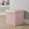 Square Folding Ottoman Velvet Blush Chest Storage Space Saving Bedding Box 2 Square Folding Ottoman Velvet Blush Chest Storage Space Saving Bedding Box -Children Furniture Store 71353464 1