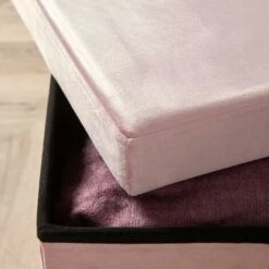 Square Folding Ottoman Velvet Blush Chest Storage Space Saving Bedding Box 9 Square Folding Ottoman Velvet Blush Chest Storage Space Saving Bedding Box -Children Furniture Store 71353464 3