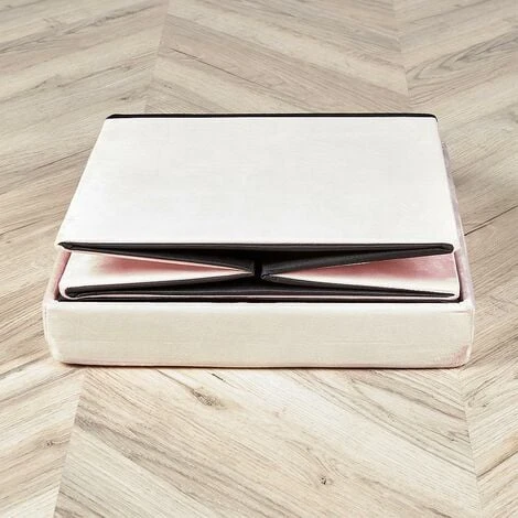 Square Folding Ottoman Velvet Blush Chest Storage Space Saving Bedding Box 6 Square Folding Ottoman Velvet Blush Chest Storage Space Saving Bedding Box - Image 4