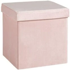 Square Folding Ottoman Velvet Blush Chest Storage Space Saving Bedding Box 11 Square Folding Ottoman Velvet Blush Chest Storage Space Saving Bedding Box -Children Furniture Store 71353464 5