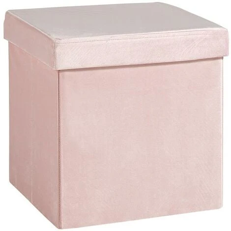 Square Folding Ottoman Velvet Blush Chest Storage Space Saving Bedding Box 7 Square Folding Ottoman Velvet Blush Chest Storage Space Saving Bedding Box - Image 5