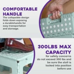 9" Folding Step Stool Non-Skid, Slip-Resistant Lightweight Design Folding Stool 300-Pound Capacity Foam -Children Furniture Store 71421378 3