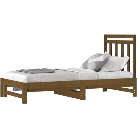 Pull-out Day Bed Honey Brown 2x(90x190) Cm Solid Wood Pine VidaXL 6 Pull-out Day Bed Honey Brown 2x(90x190) Cm Solid Wood Pine VidaXL - Image 4