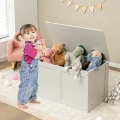 Large Toy Storage BoxWooden Storage Organizer W/ Safety Hinged Lid Home Toy Box -Children Furniture Store 71875968 3