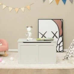 Large Toy Storage BoxWooden Storage Organizer W/ Safety Hinged Lid Home Toy Box -Children Furniture Store 71875968 4