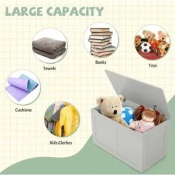 Large Toy Storage BoxWooden Storage Organizer W/ Safety Hinged Lid Home Toy Box -Children Furniture Store 71875968 5