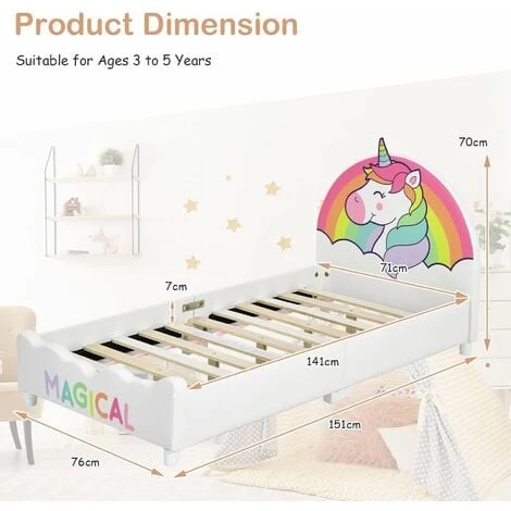 Single KIds Bed Toddler Upholstered Sleeping Bed Frame Soft Headboard Footboard 4 Single KIds Bed Toddler Upholstered Sleeping Bed Frame Soft Headboard Footboard - Image 2