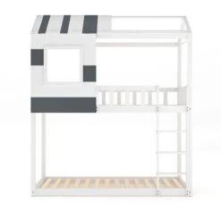 Livingandhome Modern Bunk Bed Slatted Board House Shaped 9 Livingandhome Modern Bunk Bed Slatted Board House Shaped -Children Furniture Store 74461233 3