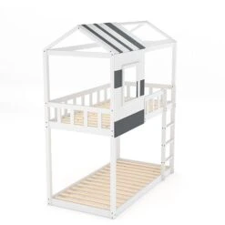 Livingandhome Modern Bunk Bed Slatted Board House Shaped 10 Livingandhome Modern Bunk Bed Slatted Board House Shaped -Children Furniture Store 74461233 4